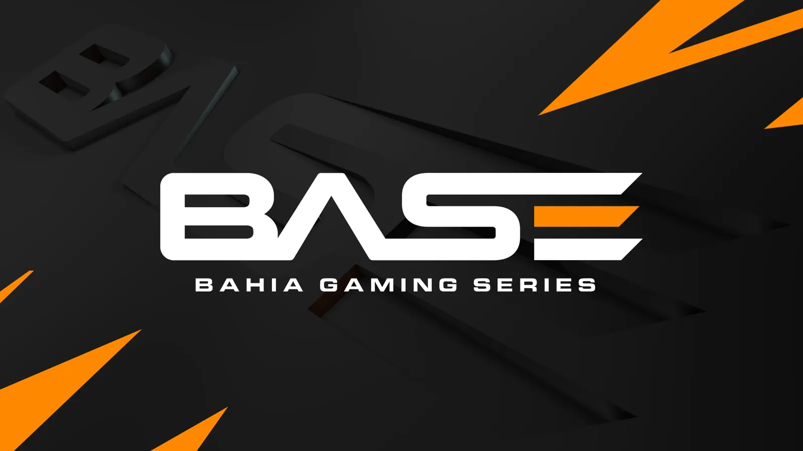 Arte de fundo do Bahia Gaming Series, com o logo BASE em relevo sobre gradiente escuro