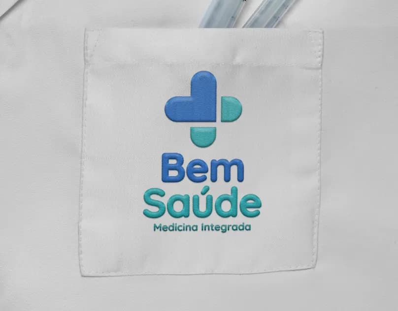 Logo da Bem Saúde bordado em tecido