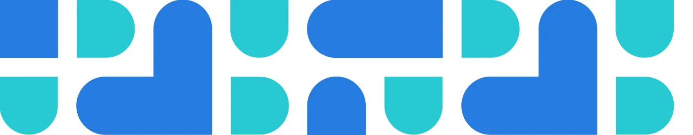 Faixa do padrão gráfico da Bem Saúde em azul e turquesa