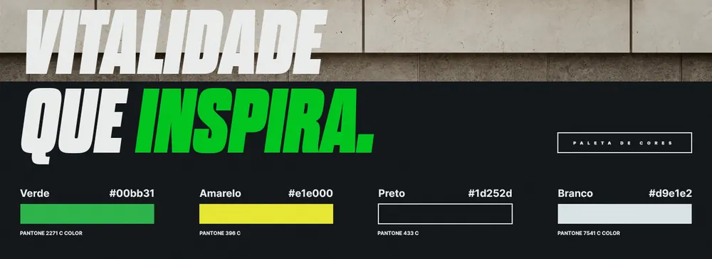 Paleta da VITA com referências Pantone e a chamada Vitalidade que inspira